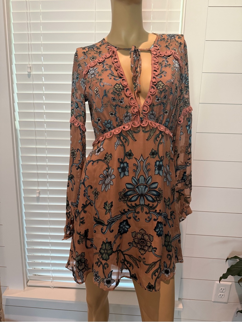 Women’s For Love & Lemons Floral Long Sleeve Mini Dress (Size S)